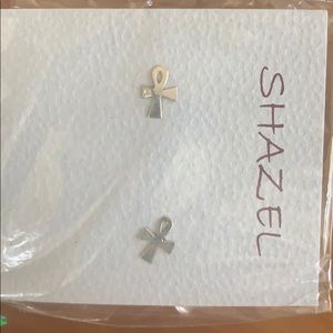 .925 SILVER ANKH STUD EARRINGS NEW IN PACKAGE